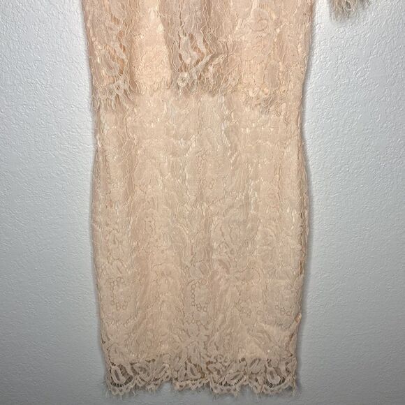 Club L Pale Pink Peach Lace Dress - Picture 8 of 9